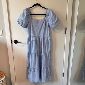 J. Crew Blue and White Striped Maxi Dress